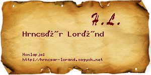 Hrncsár Loránd névjegykártya